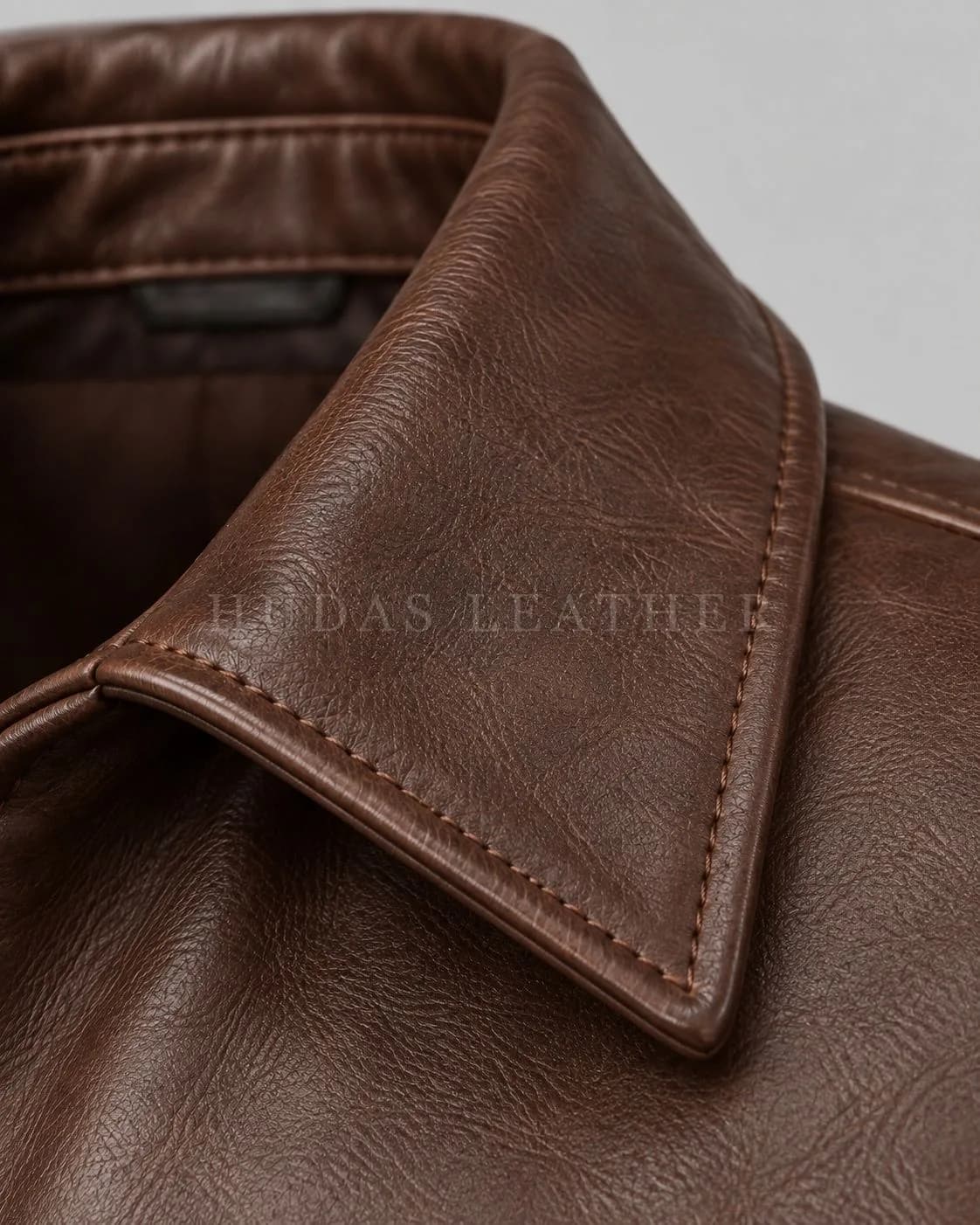 Classic Leather Jacket in Full-Grain Polished Cowhide, Dark Walnut, view 3