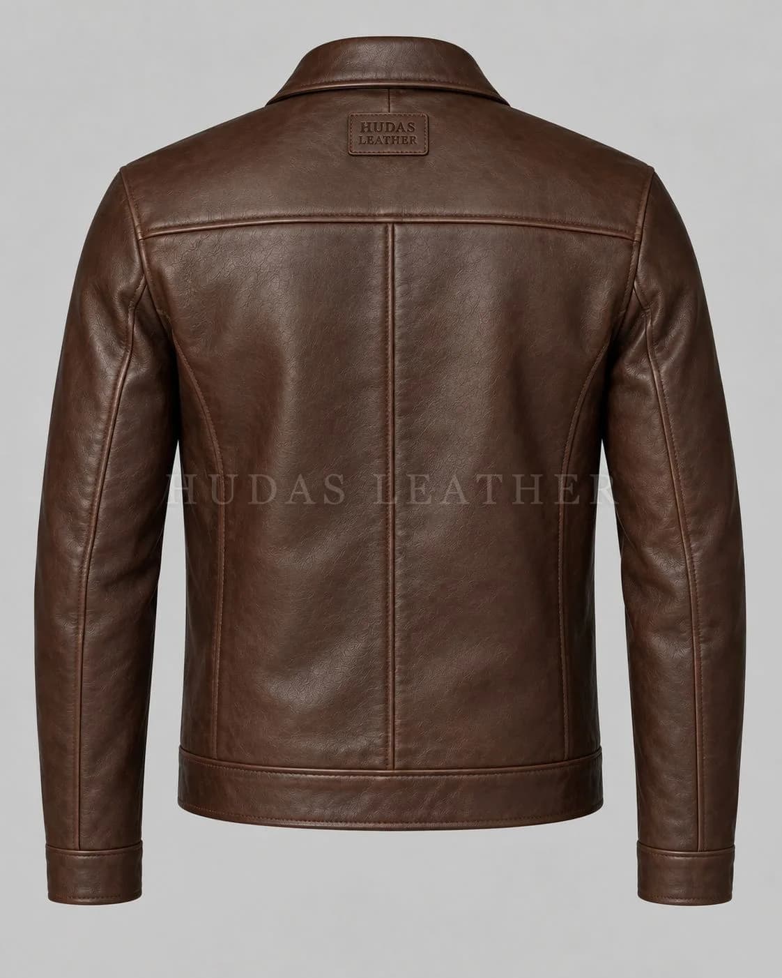 Classic Leather Jacket in Full-Grain Polished Cowhide, Dark Walnut, view 5