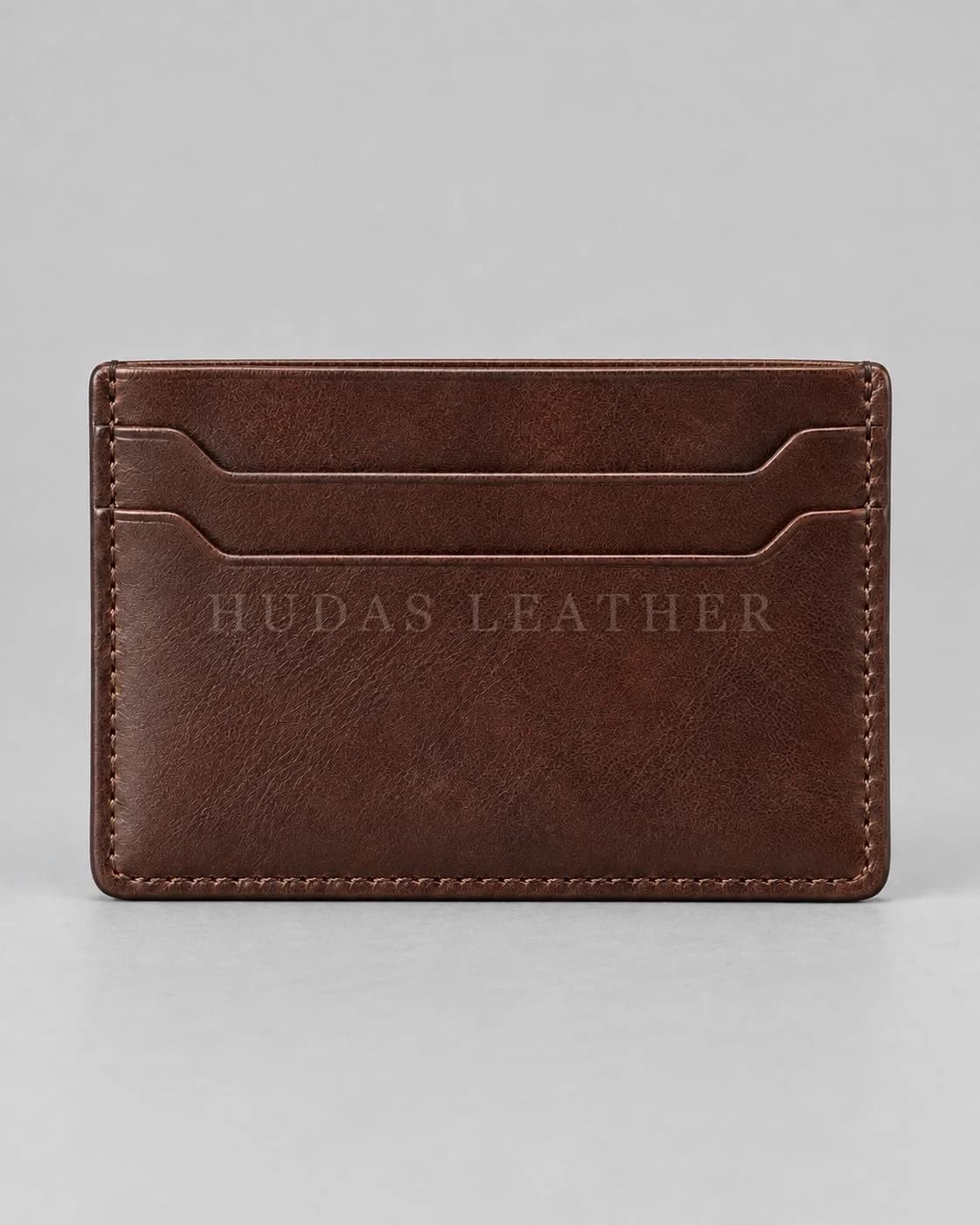Executive Card Holder in Full-Grain Polished Cowhide, Dark Walnut