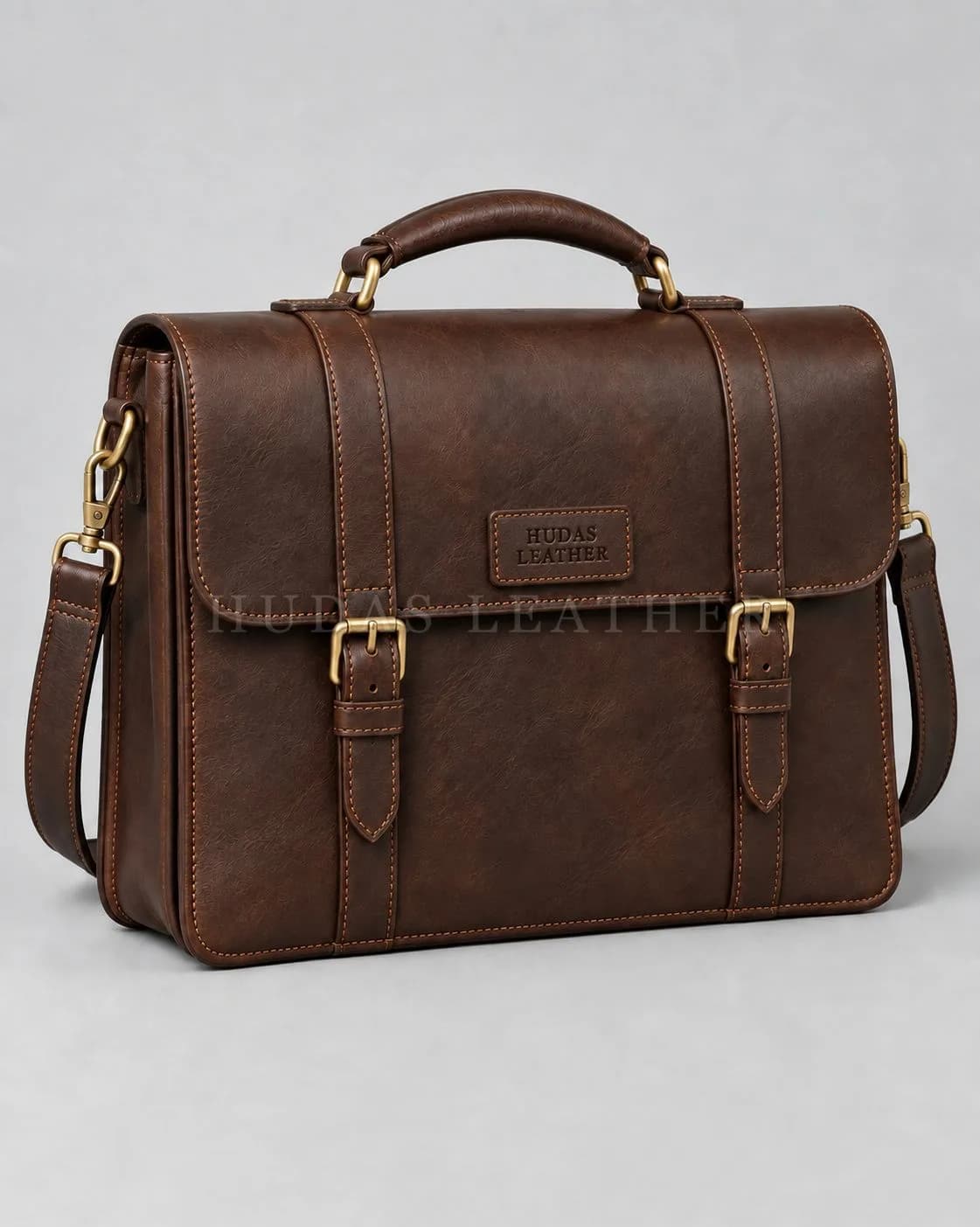 Heritage Briefcase in Full-Grain Polished Cowhide, Dark Walnut, view 4