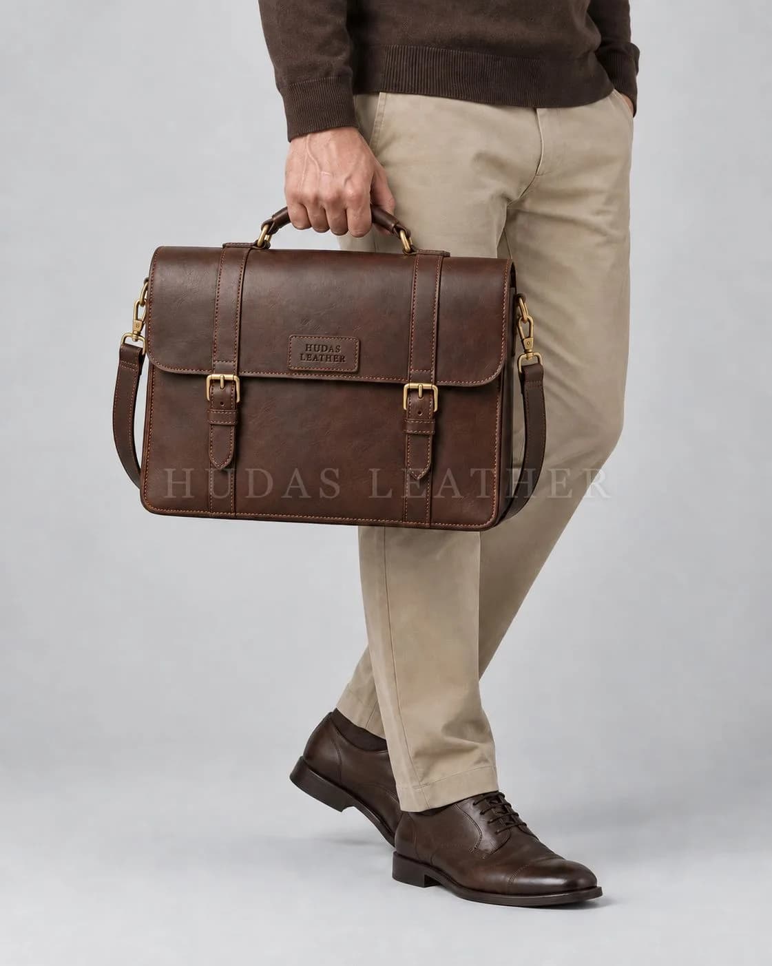 Heritage Briefcase in Full-Grain Polished Cowhide, Dark Walnut, view 5