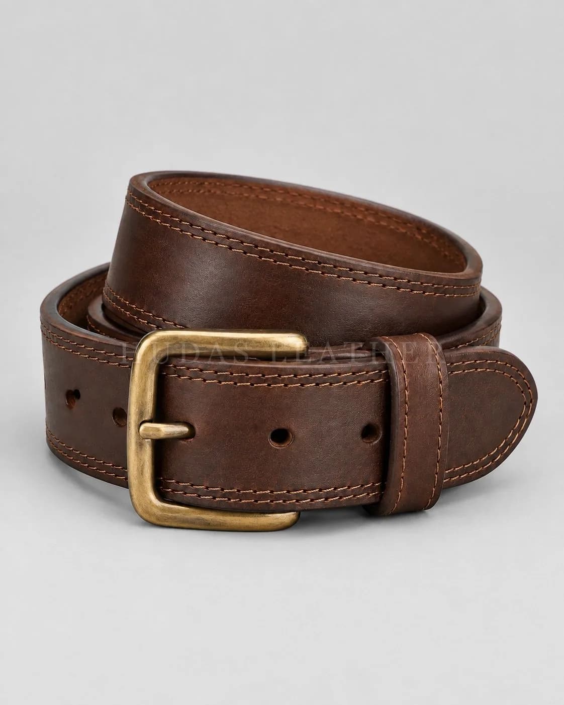 Heritage Work Belt in Full-Grain Polished Cowhide, Dark Walnut