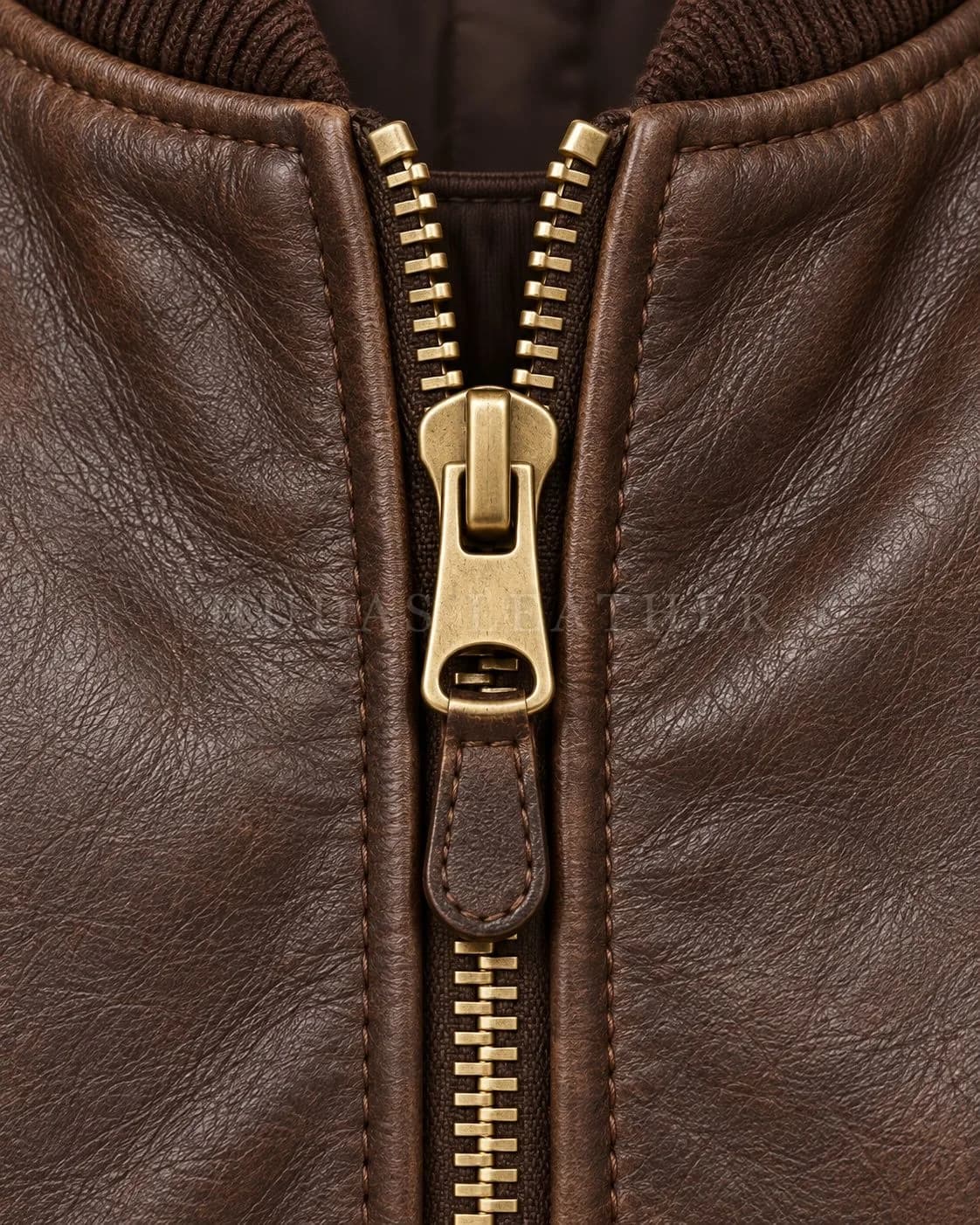 Leather Bomber Jacket in Full-Grain Polished Cowhide, Dark Walnut, view 4