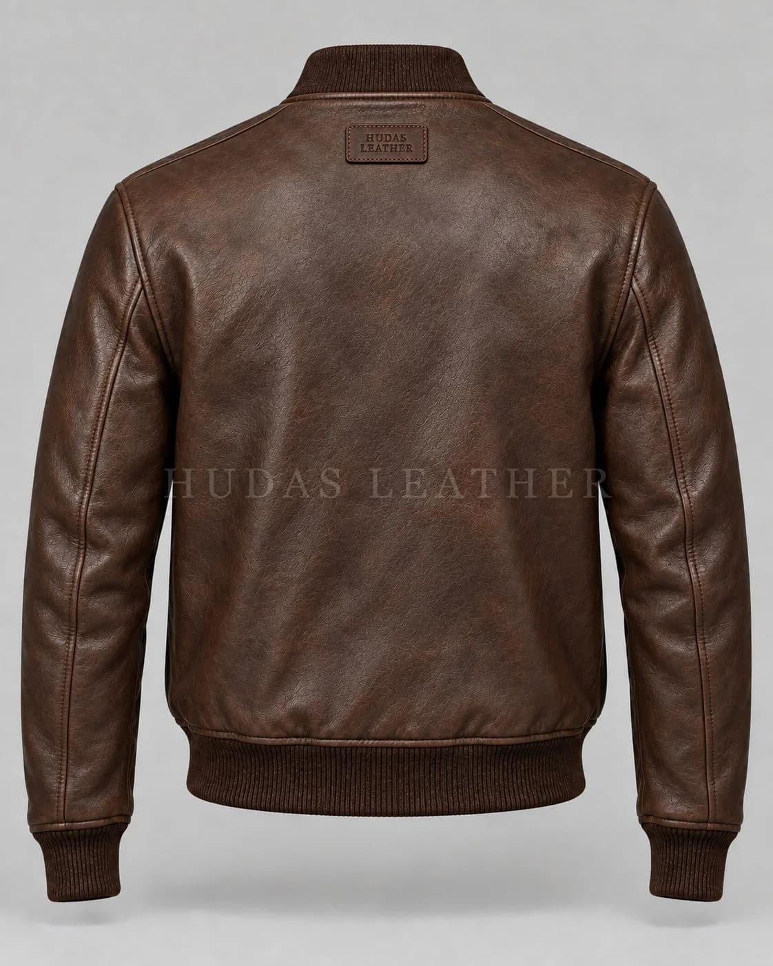 Leather Bomber Jacket in Full-Grain Polished Cowhide, Dark Walnut, view 5