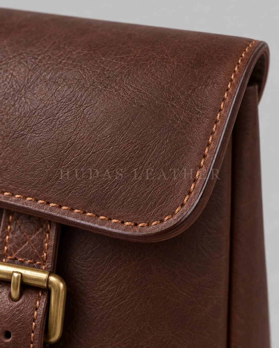 Leather Messenger Bag in Full-Grain Polished Cowhide, Dark Walnut, view 3