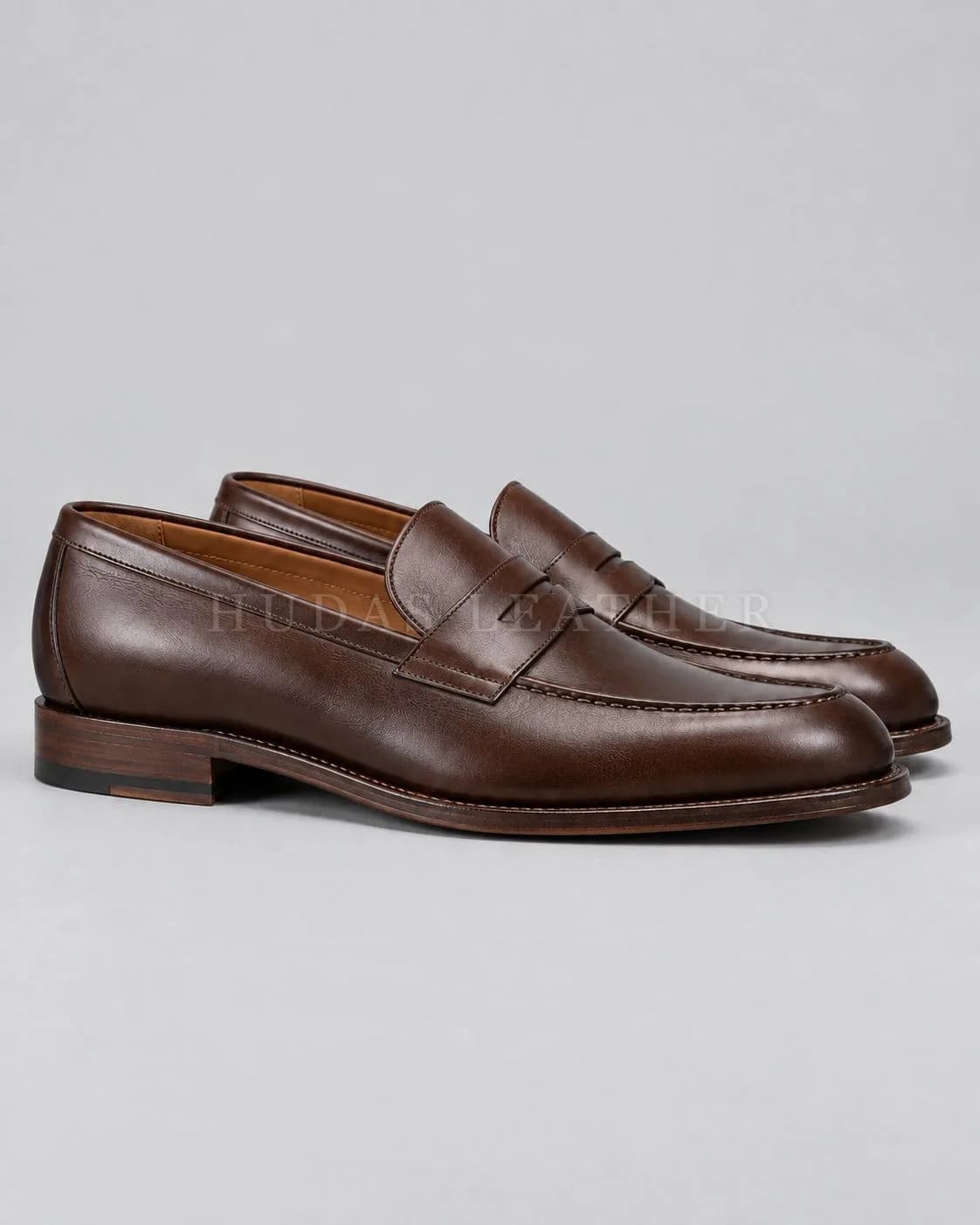 Penny Loafer in Full-Grain Polished Cowhide, Dark Walnut