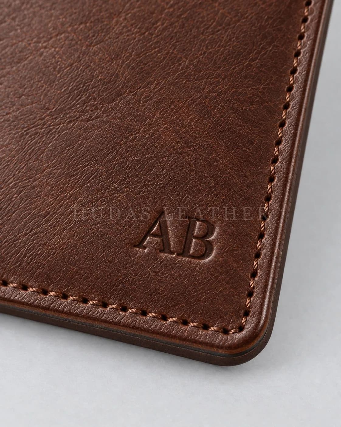 Personalized Passport Holder in Full-Grain Polished Cowhide, Dark Walnut, view 3