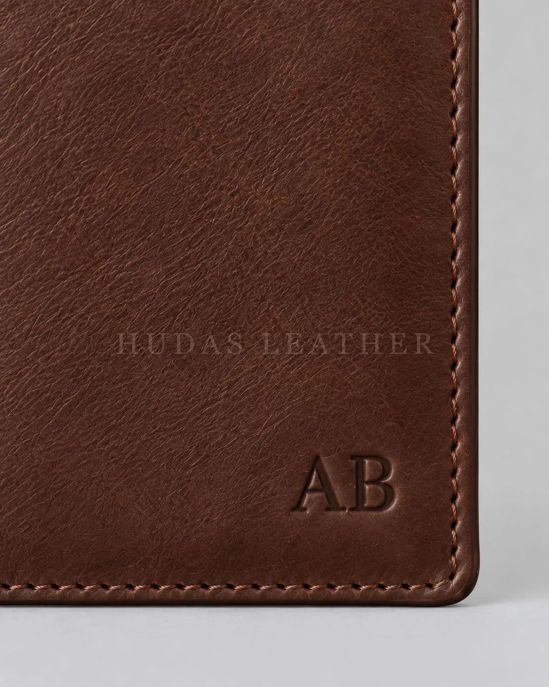 Personalized Passport Holder in Full-Grain Polished Cowhide, Dark Walnut, view 4