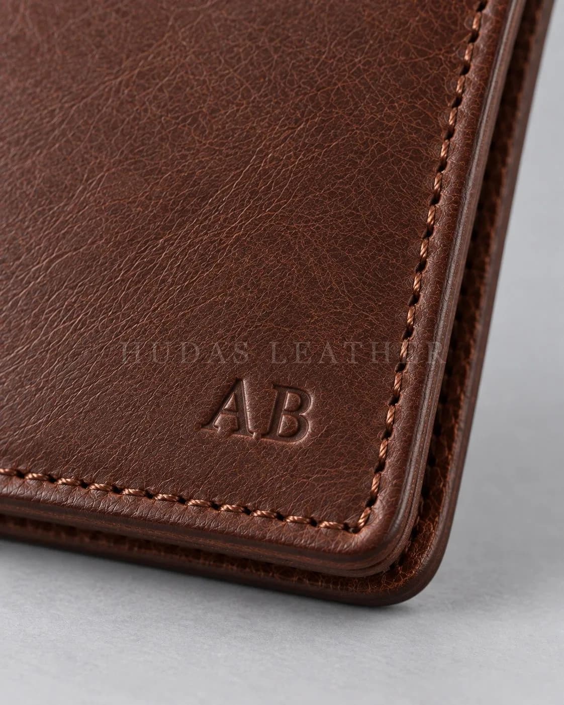 Personalized Wallet in Full-Grain Polished Cowhide, Dark Walnut, view 3