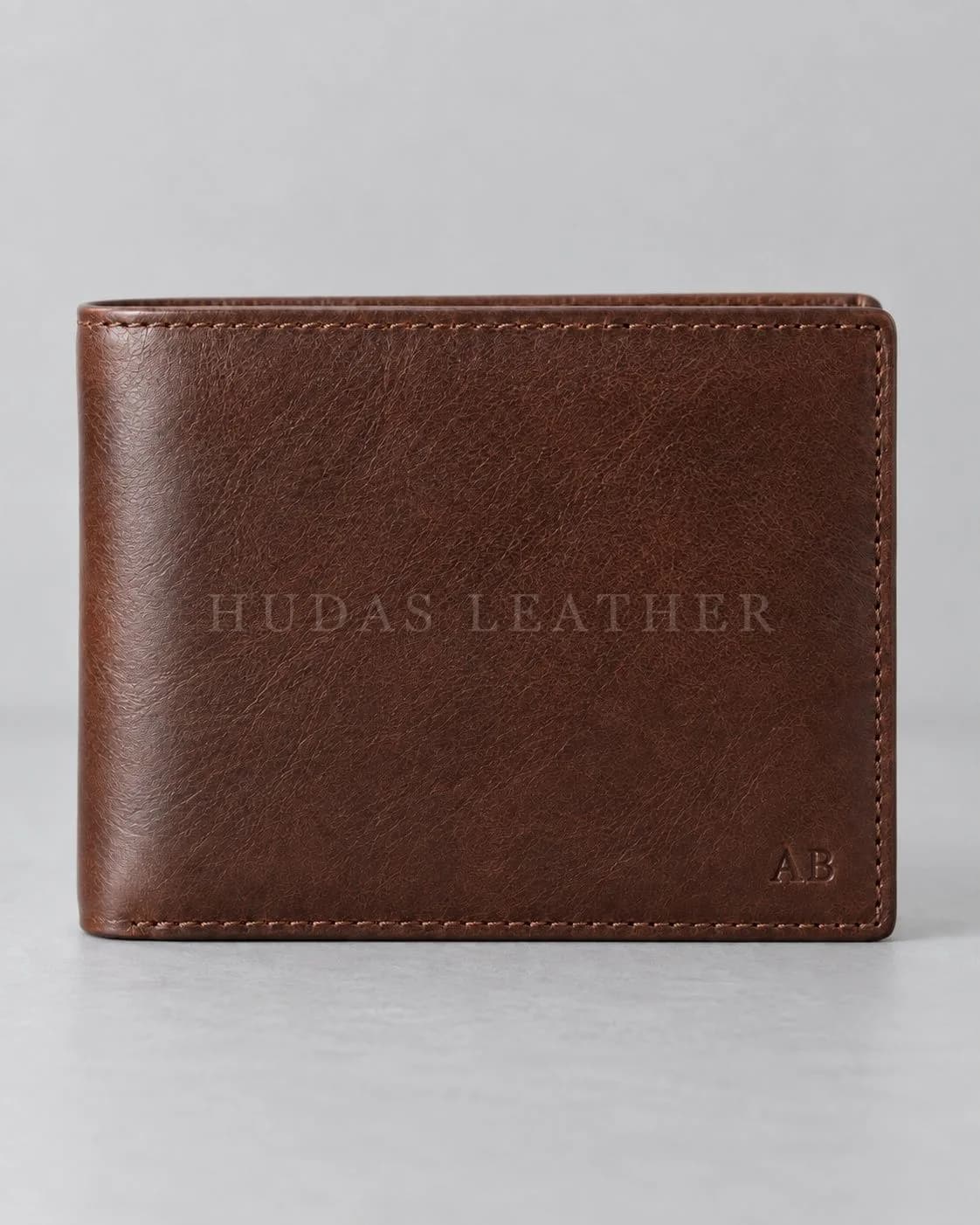 Personalized Wallet in Full-Grain Polished Cowhide, Dark Walnut
