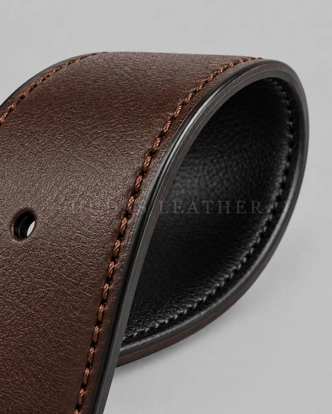 Reversible Dress Belt in Full-Grain Polished Cowhide, Dark Walnut, view 3