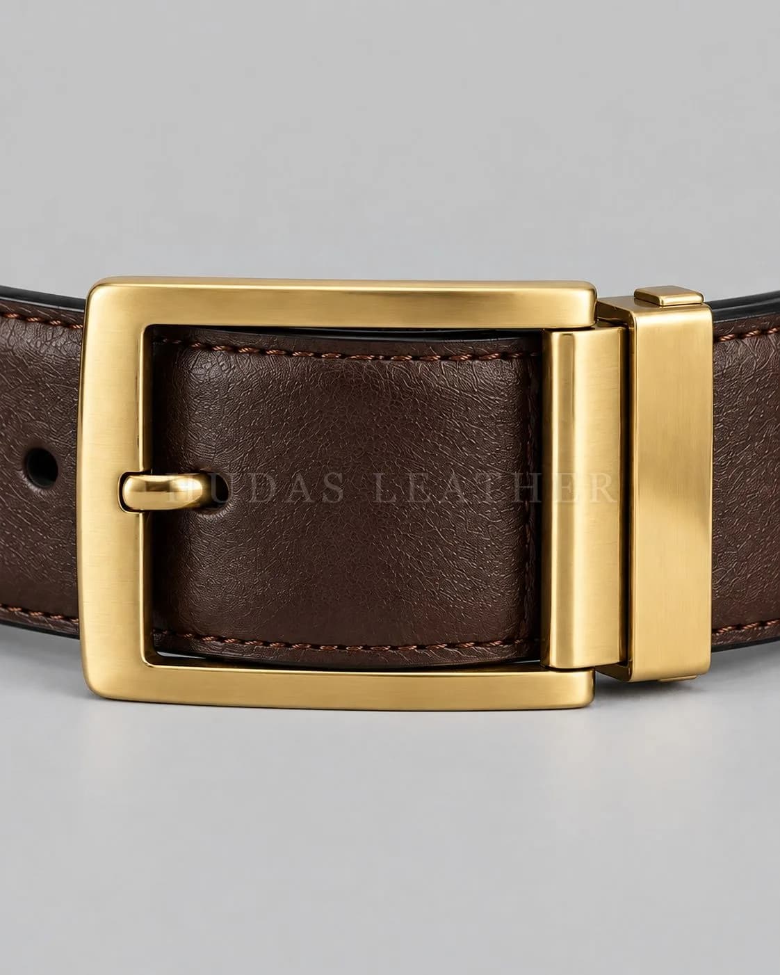 Reversible Dress Belt in Full-Grain Polished Cowhide, Dark Walnut, view 4