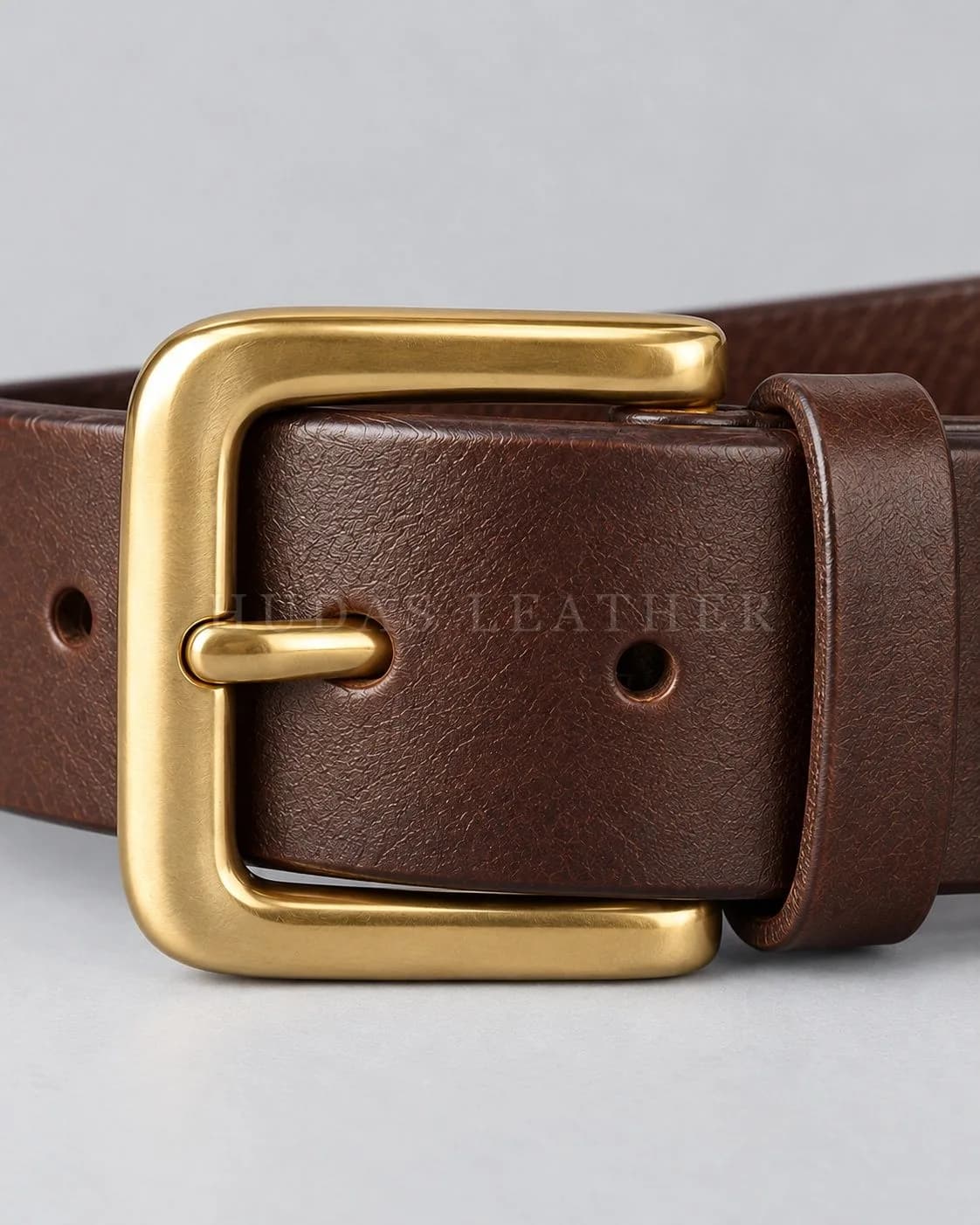 Signature Leather Belt in Full-Grain Polished Cowhide, Dark Walnut, view 4