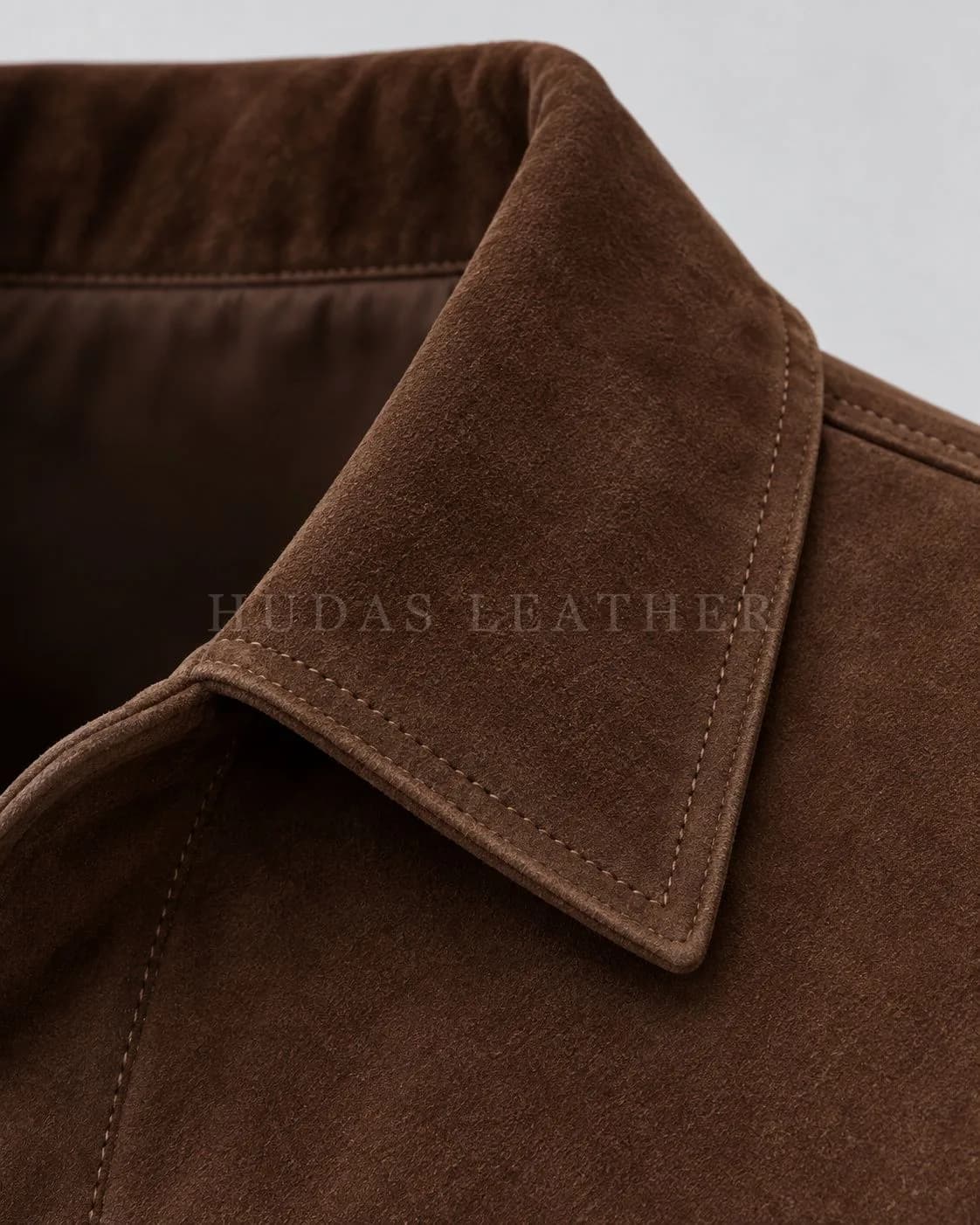 Suede Trucker Jacket in Sheep Leather, Dark Walnut, view 3