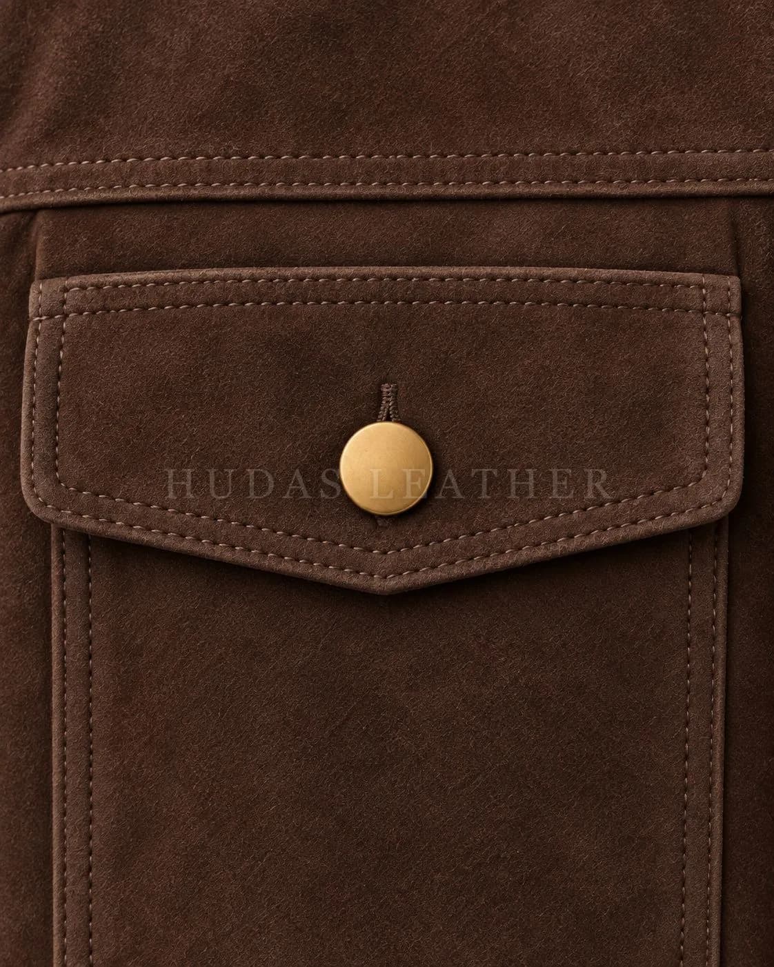 Suede Trucker Jacket in Sheep Leather, Dark Walnut, view 4