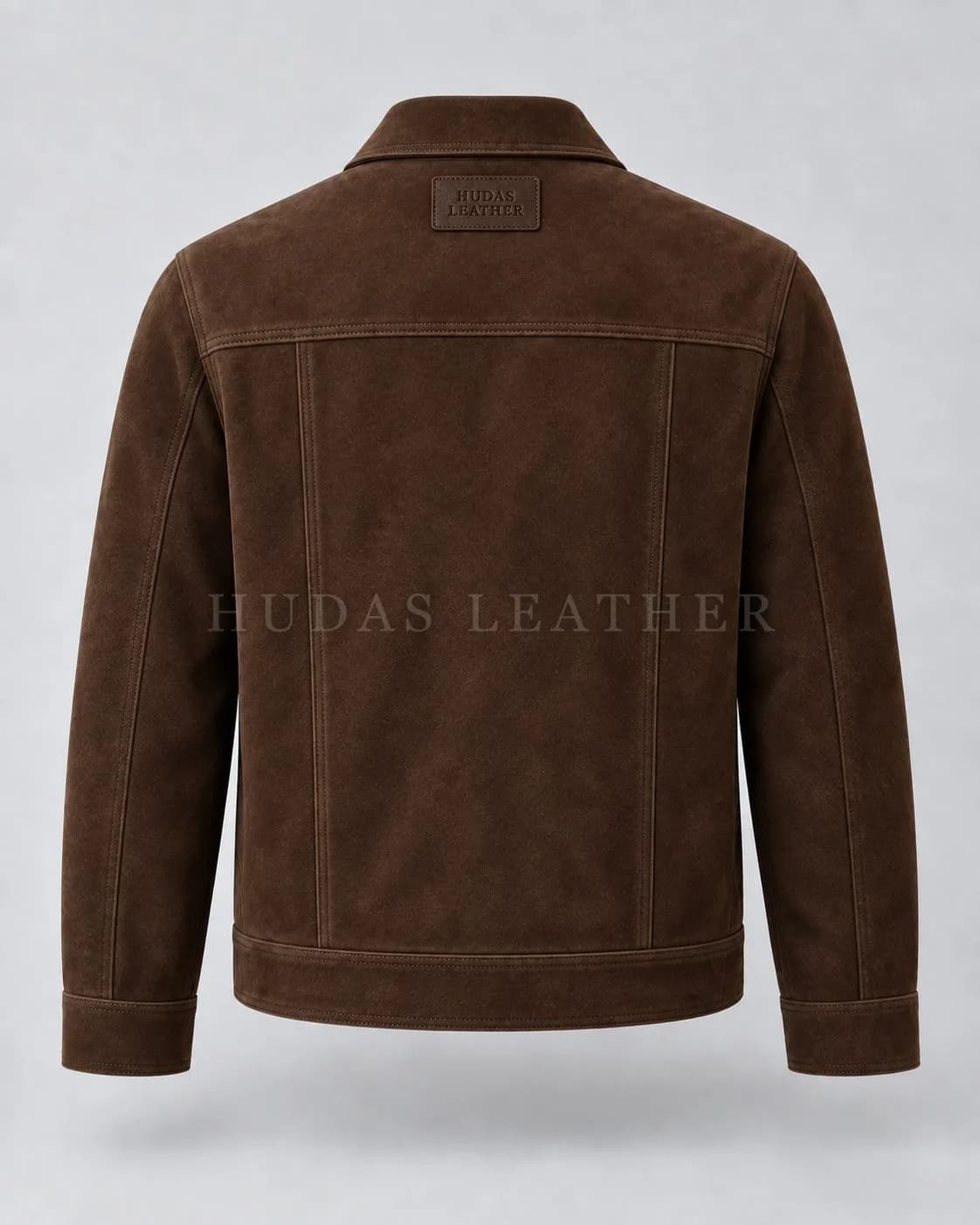 Suede Trucker Jacket in Sheep Leather, Dark Walnut, view 5