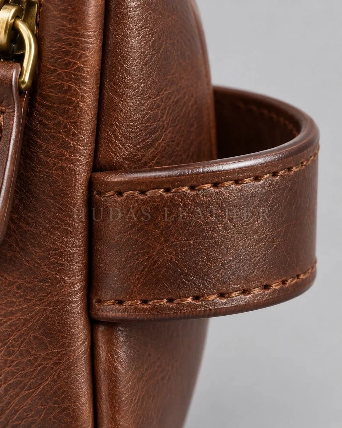 Travel Dopp Kit in Full-Grain Polished Cowhide, Dark Walnut, view 3