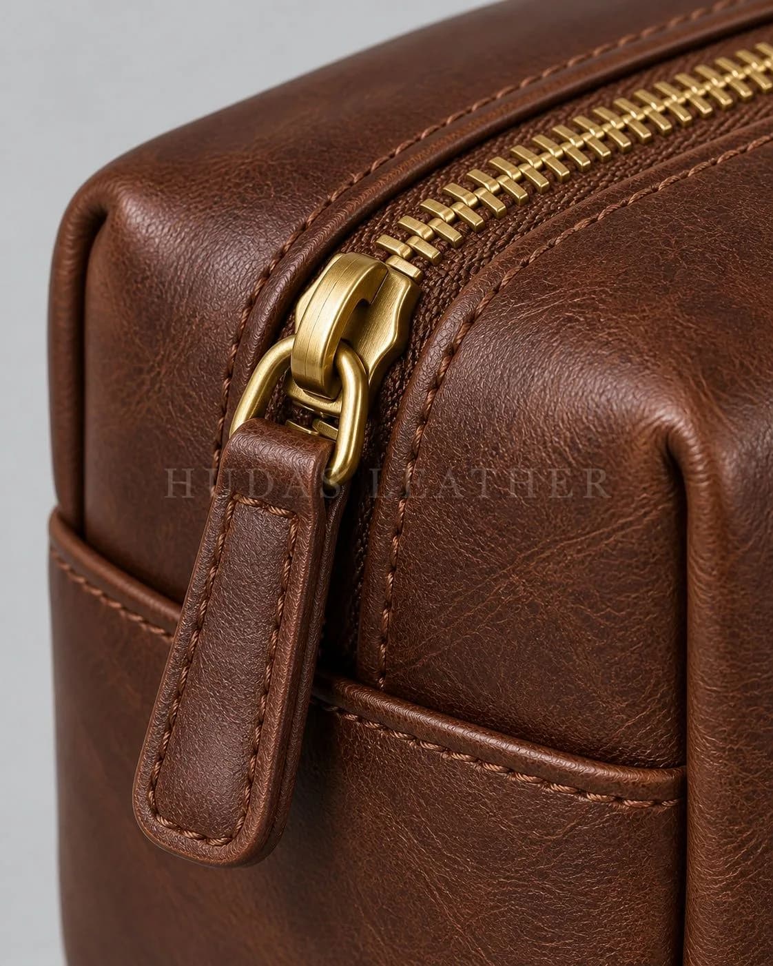 Travel Dopp Kit in Full-Grain Polished Cowhide, Dark Walnut, view 4