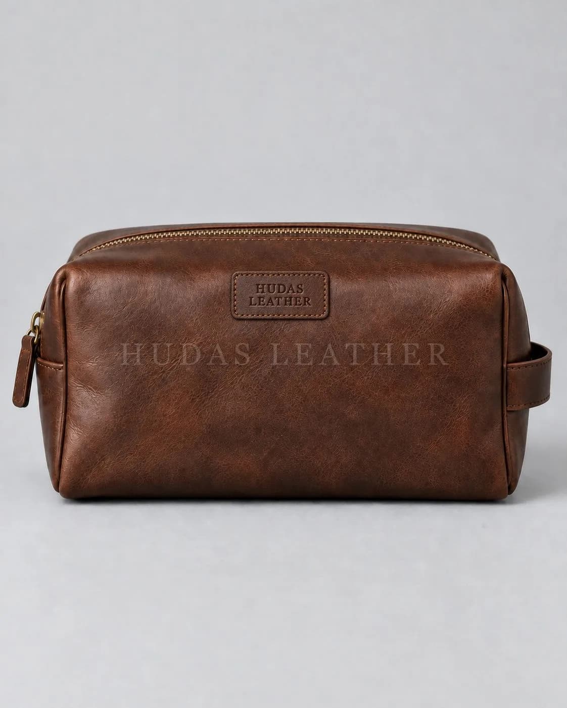 Travel Dopp Kit in Full-Grain Polished Cowhide, Dark Walnut