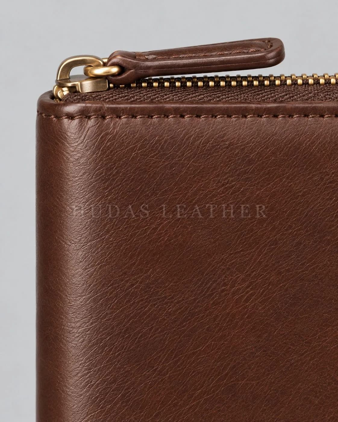 Zip-Around Long Wallet in Full-Grain Polished Cowhide, Dark Walnut, view 4